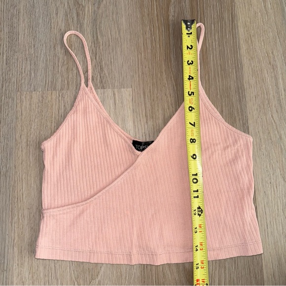 Topshop Pink Spaghetti Strap Cropped Ribbed Tank Top - Size 6 - Picture 5 of 6